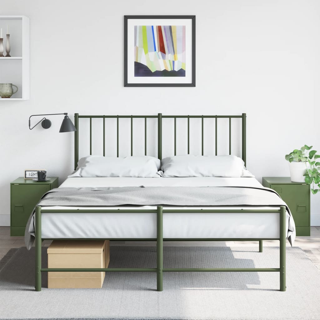 vidaXL Szafki nocne, 2 szt., oliwkowa zieleń, 34,5x39x44 cm, stal