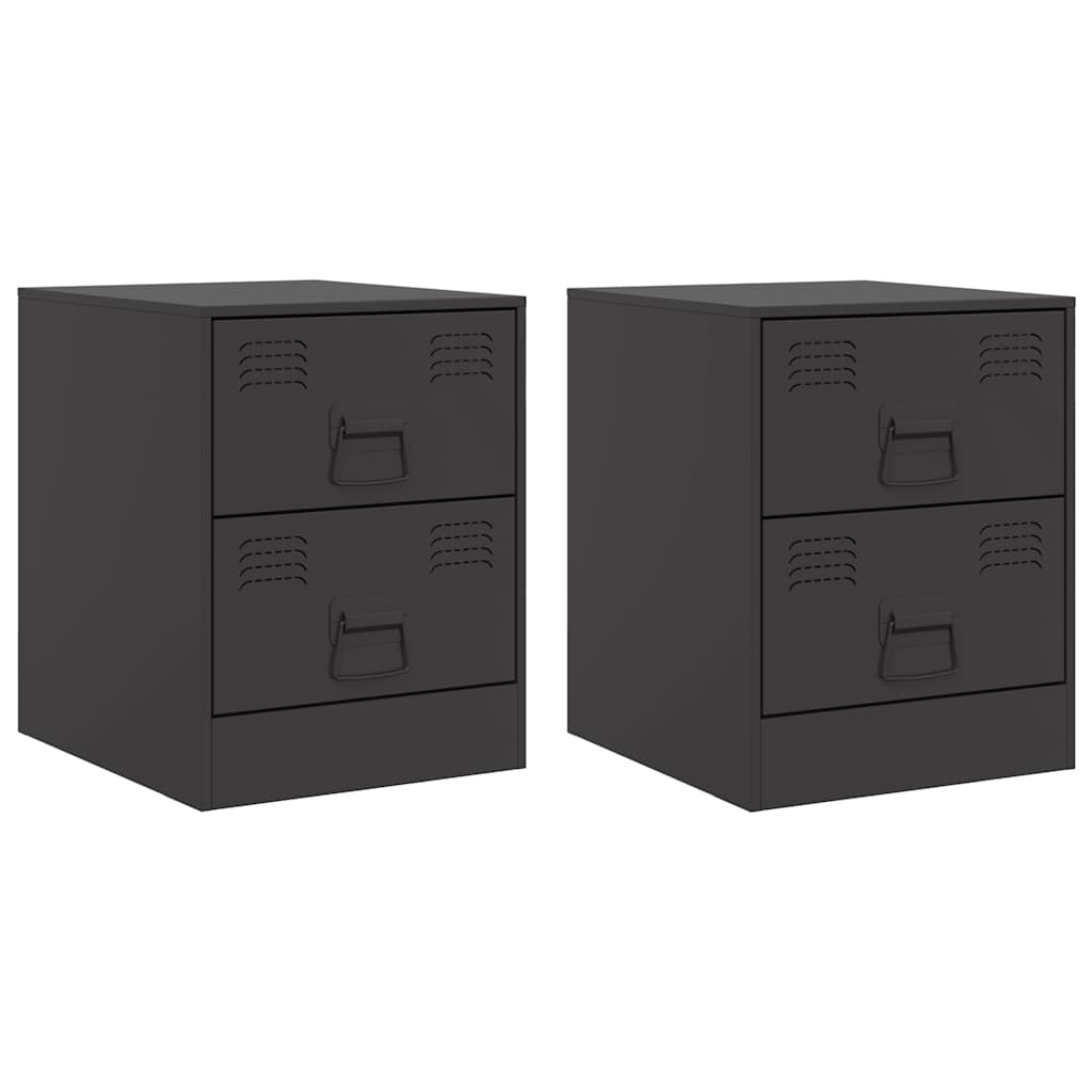 vidaXL Szafki nocne, 2 szt., czarne, 34,5x39x44 cm, stal