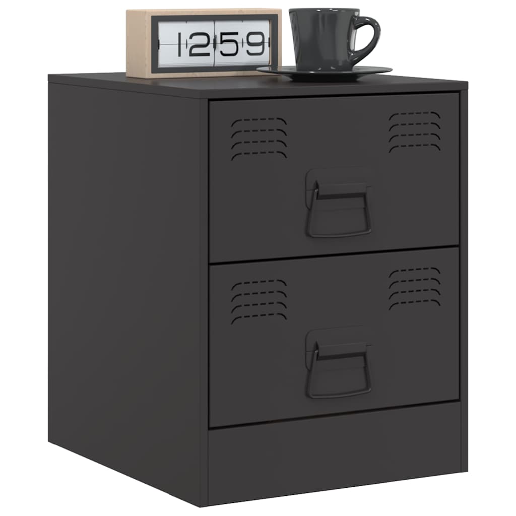 vidaXL Szafki nocne, 2 szt., czarne, 34,5x39x44 cm, stal