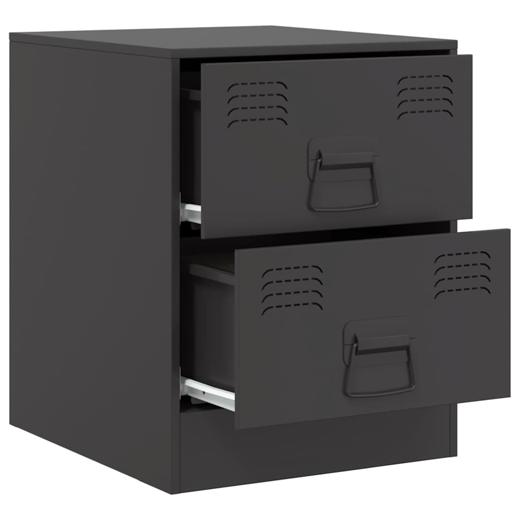 vidaXL Szafki nocne, 2 szt., czarne, 34,5x39x44 cm, stal