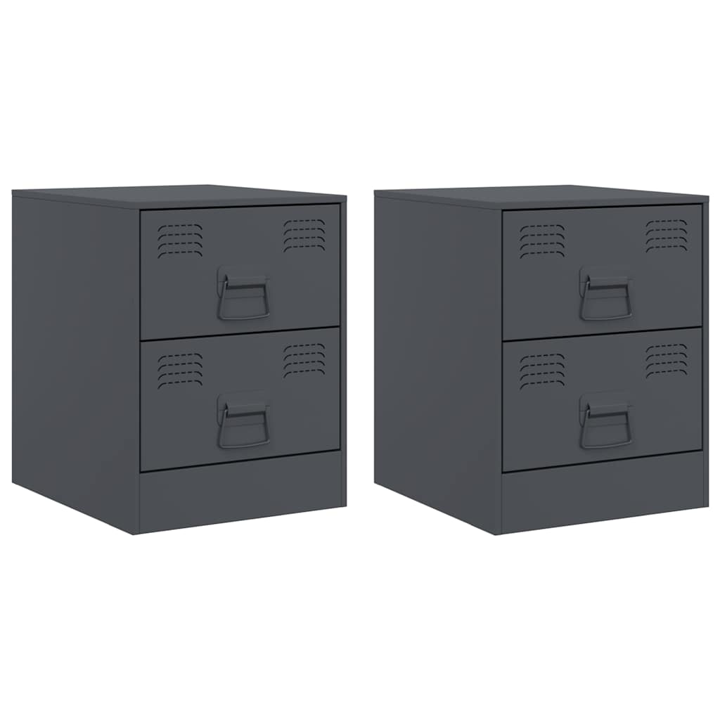 vidaXL Szafki nocne, 2 szt., antracytowe, 34,5x39x44 cm, stal