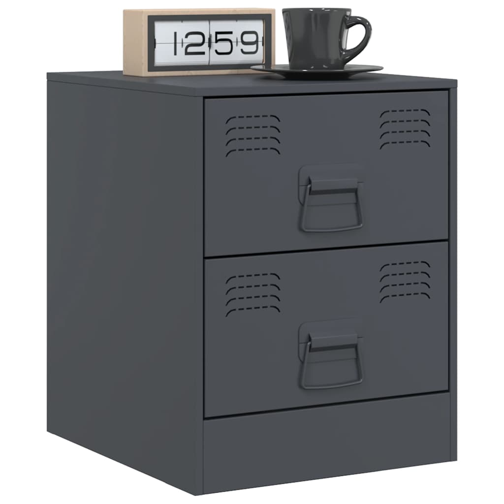 vidaXL Szafki nocne, 2 szt., antracytowe, 34,5x39x44 cm, stal