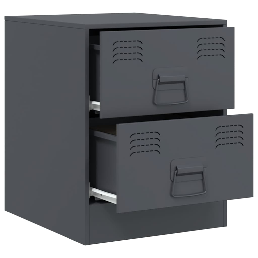vidaXL Szafki nocne, 2 szt., antracytowe, 34,5x39x44 cm, stal