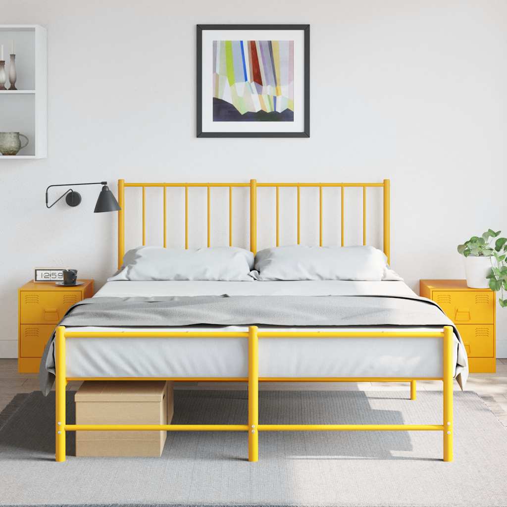 vidaXL Szafki nocne, 2 szt., żółte, 34,5x39x44 cm, stal