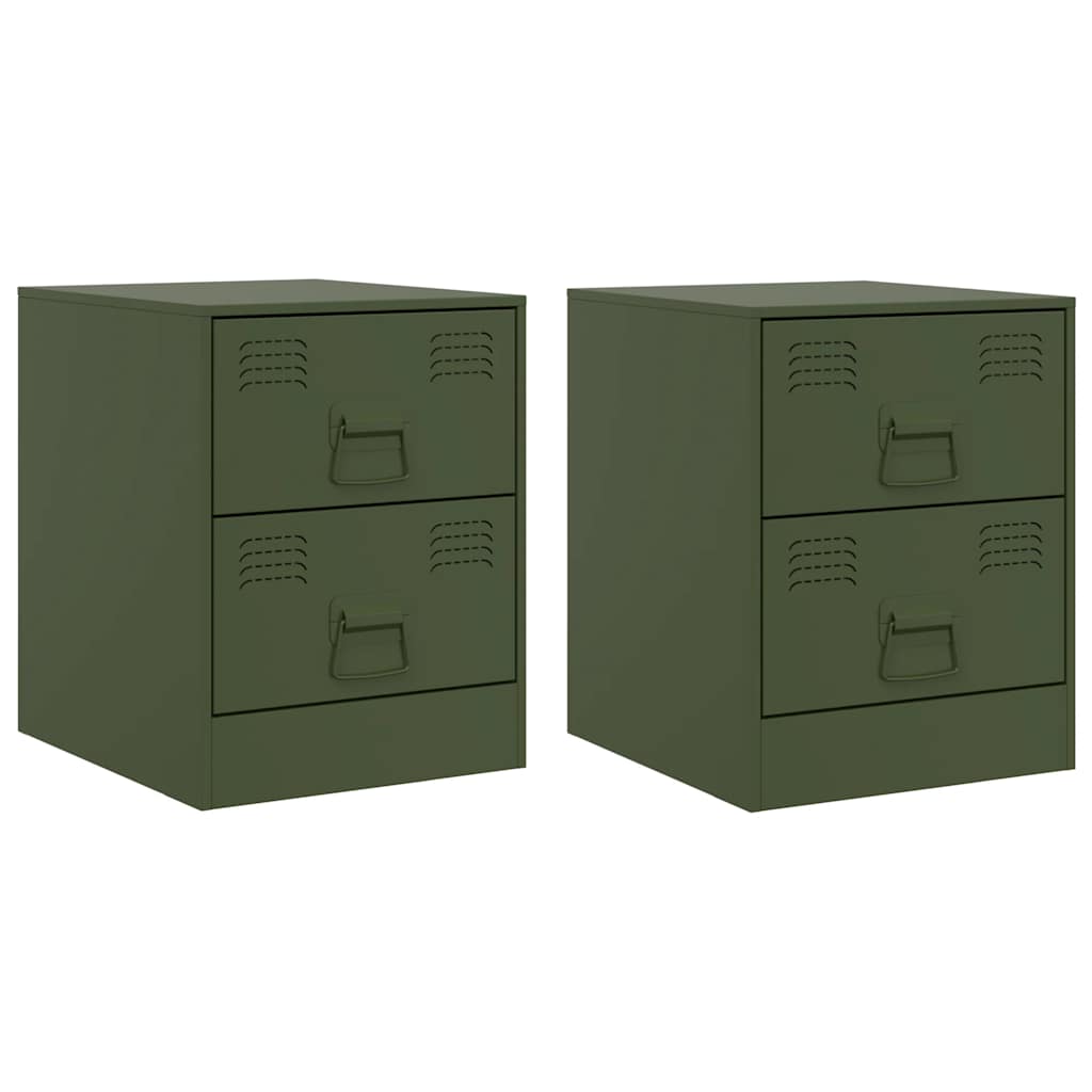 vidaXL Szafki nocne, 2 szt., zielone, 34,5x39x44 cm, stal