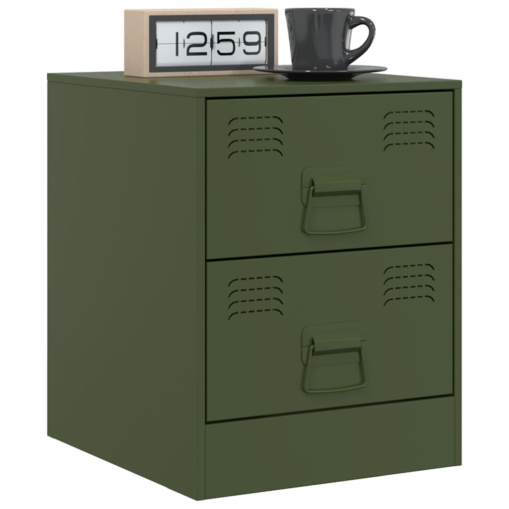 vidaXL Szafki nocne, 2 szt., zielone, 34,5x39x44 cm, stal