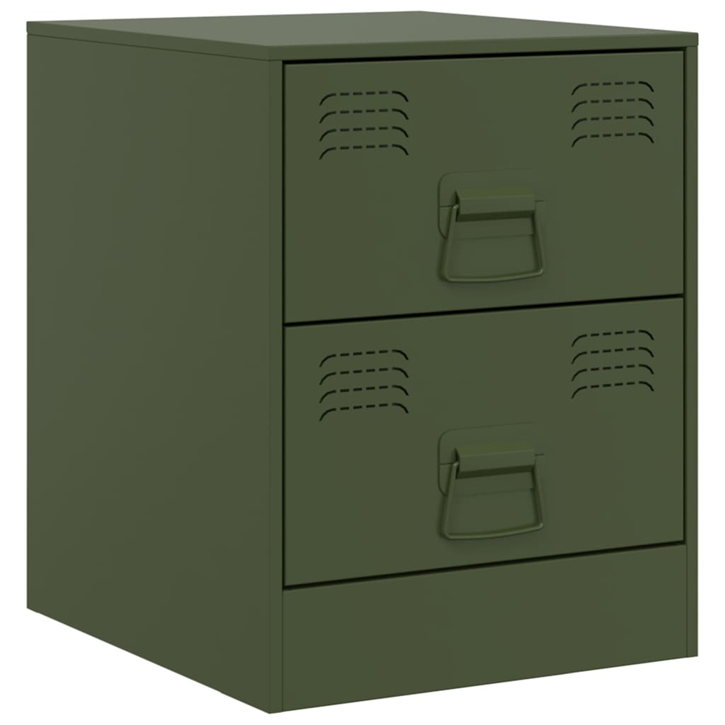 vidaXL Szafki nocne, 2 szt., zielone, 34,5x39x44 cm, stal