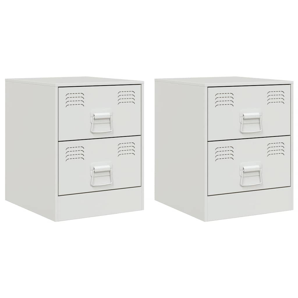 vidaXL Szafki nocne, 2 szt., białe, 34,5x39x44 cm, stal