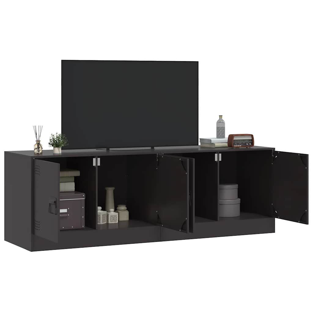 vidaXL Szafki pod telewizor, 2 szt., czarne, 67x39x44 cm, stalowe