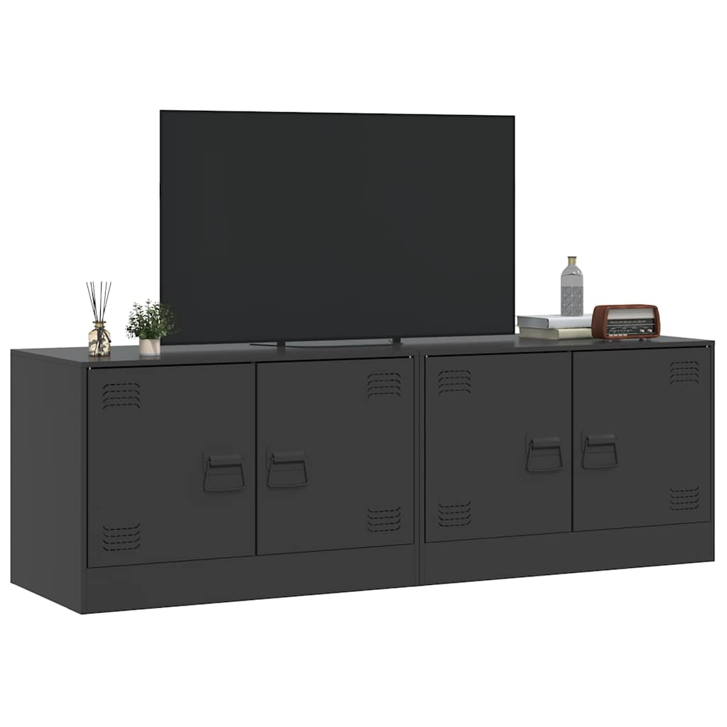 vidaXL Szafki pod telewizor, 2 szt., czarne, 67x39x44 cm, stalowe
