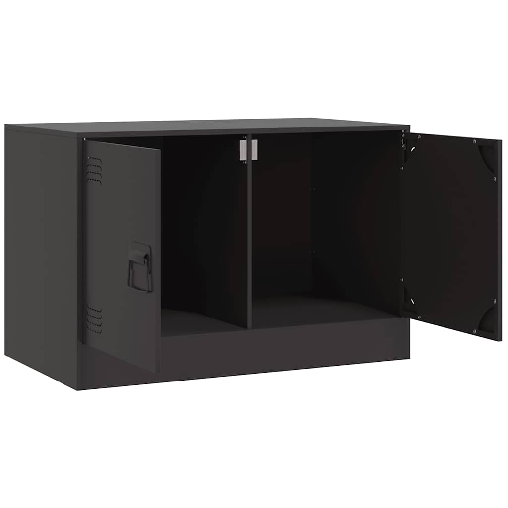 vidaXL Szafki pod telewizor, 2 szt., czarne, 67x39x44 cm, stalowe