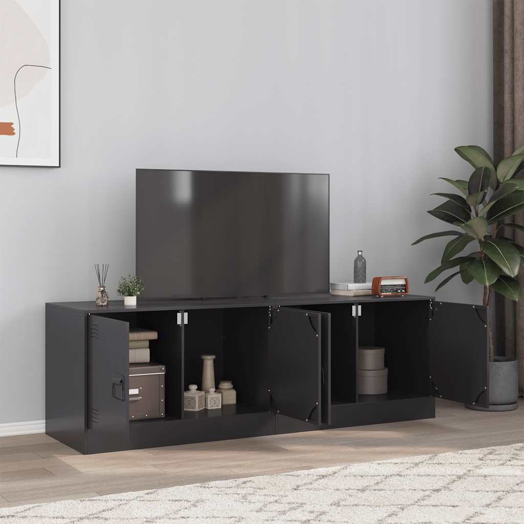 vidaXL Szafki pod telewizor, 2 szt., czarne, 67x39x44 cm, stalowe