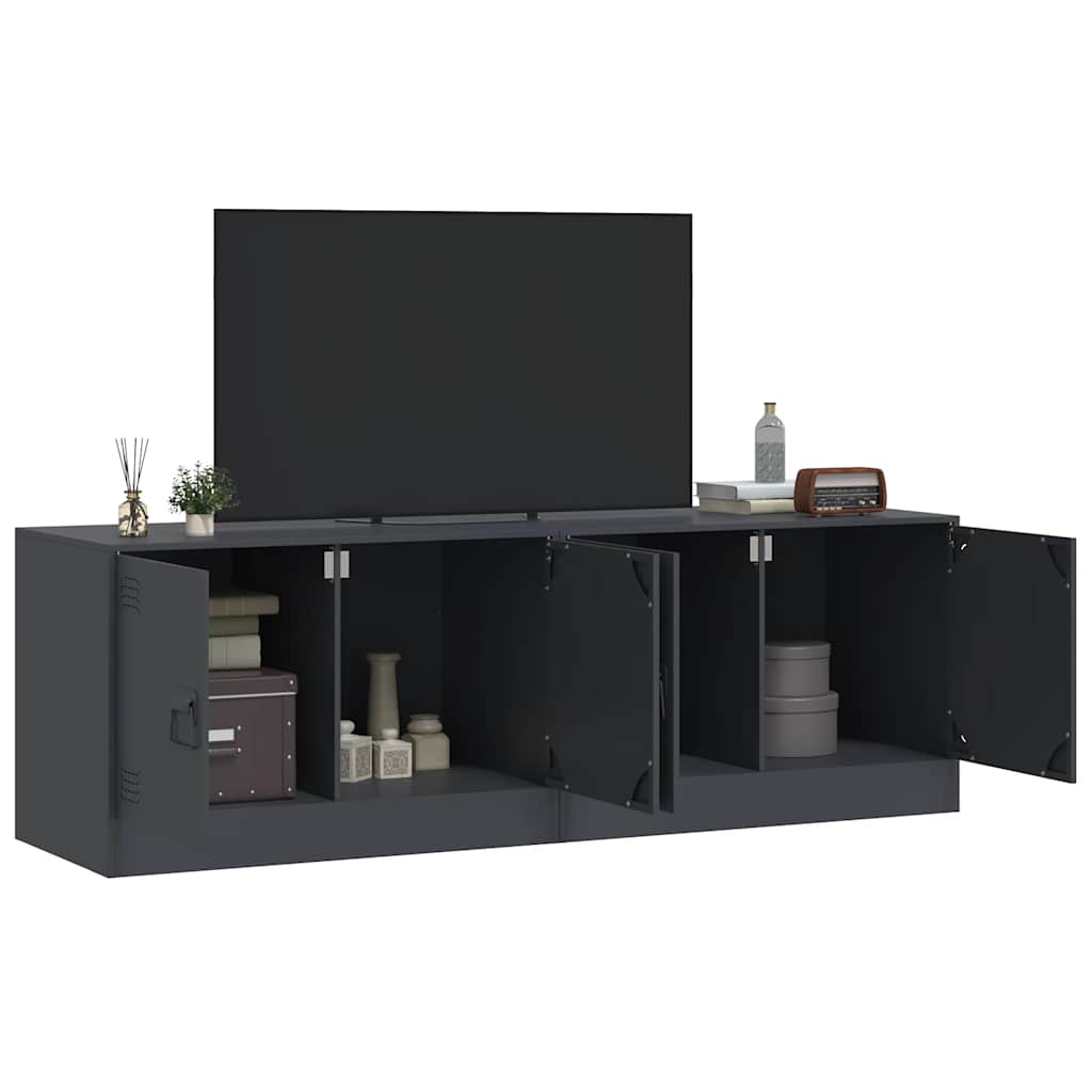 vidaXL Szafki pod telewizor, 2 szt., antracytowe, 67x39x44 cm, stalowe