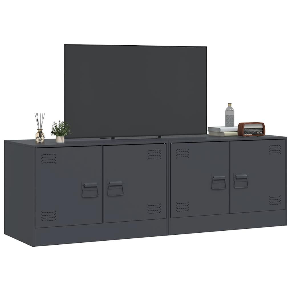 vidaXL Szafki pod telewizor, 2 szt., antracytowe, 67x39x44 cm, stalowe