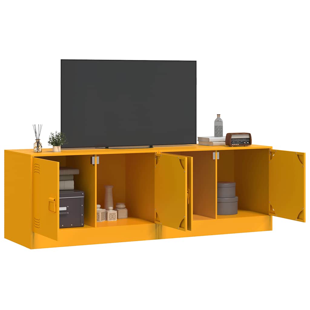 vidaXL Szafki pod telewizor, 2 szt., musztardowe, 67x39x44 cm, stalowe