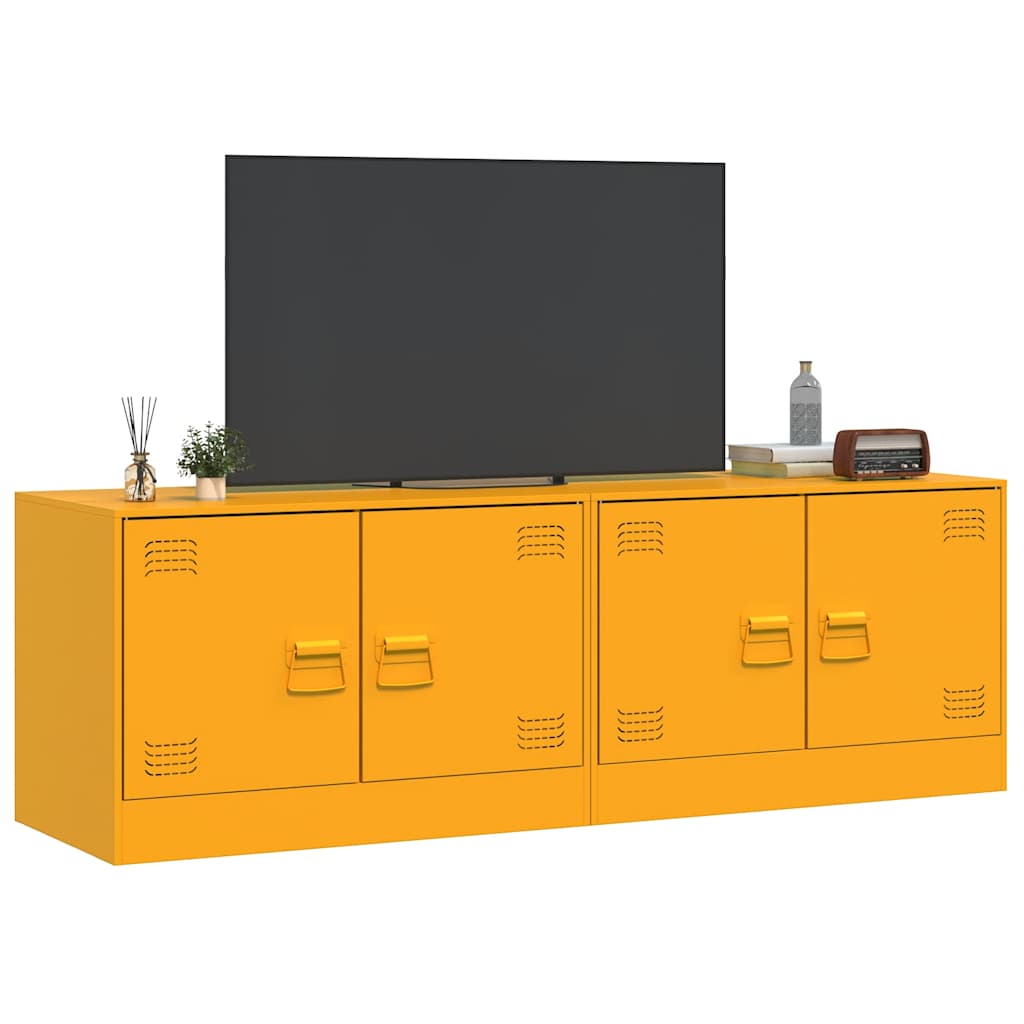 vidaXL Szafki pod telewizor, 2 szt., musztardowe, 67x39x44 cm, stalowe