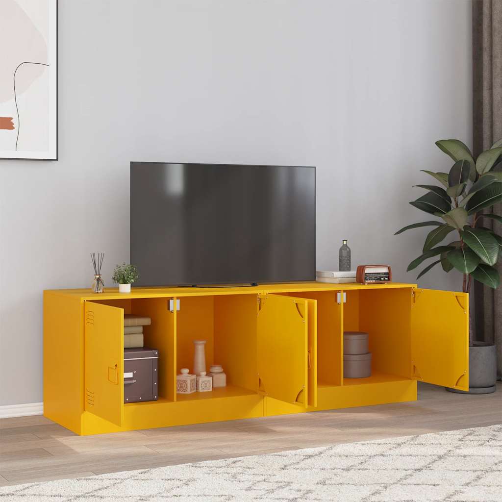 vidaXL Szafki pod telewizor, 2 szt., musztardowe, 67x39x44 cm, stalowe
