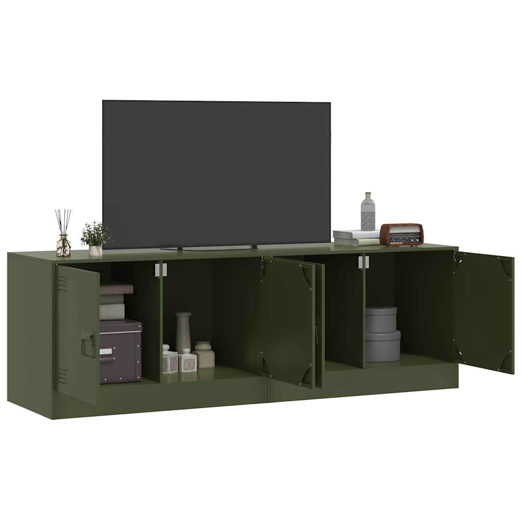 vidaXL Szafki pod telewizor, 2 szt., oliwkowe, 67x39x44 cm, stalowe