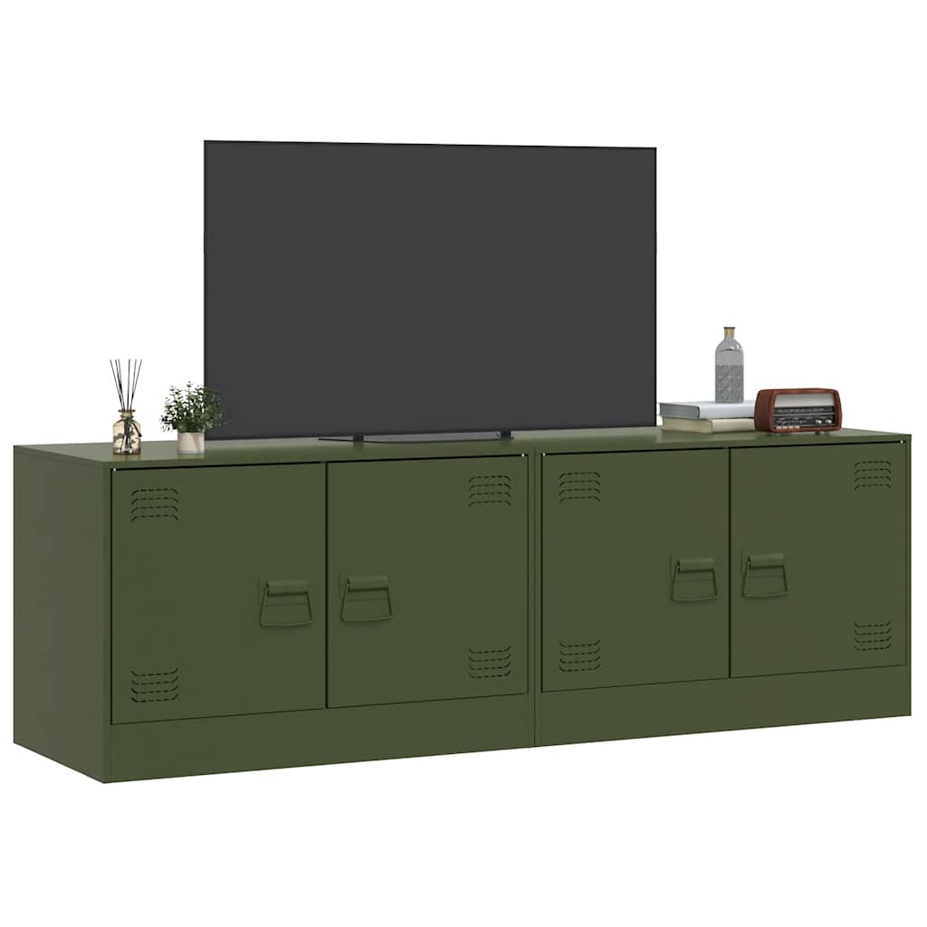 vidaXL Szafki pod telewizor, 2 szt., oliwkowe, 67x39x44 cm, stalowe