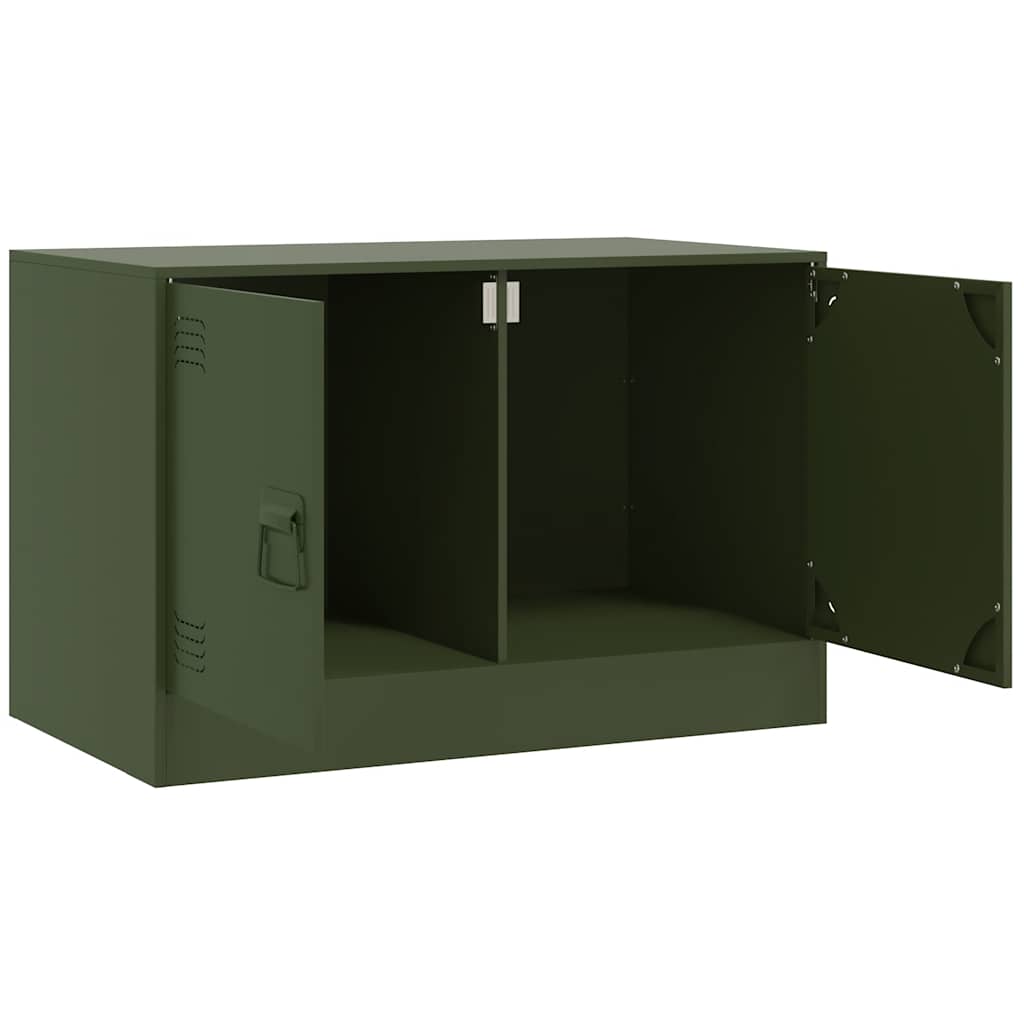 vidaXL Szafki pod telewizor, 2 szt., oliwkowe, 67x39x44 cm, stalowe