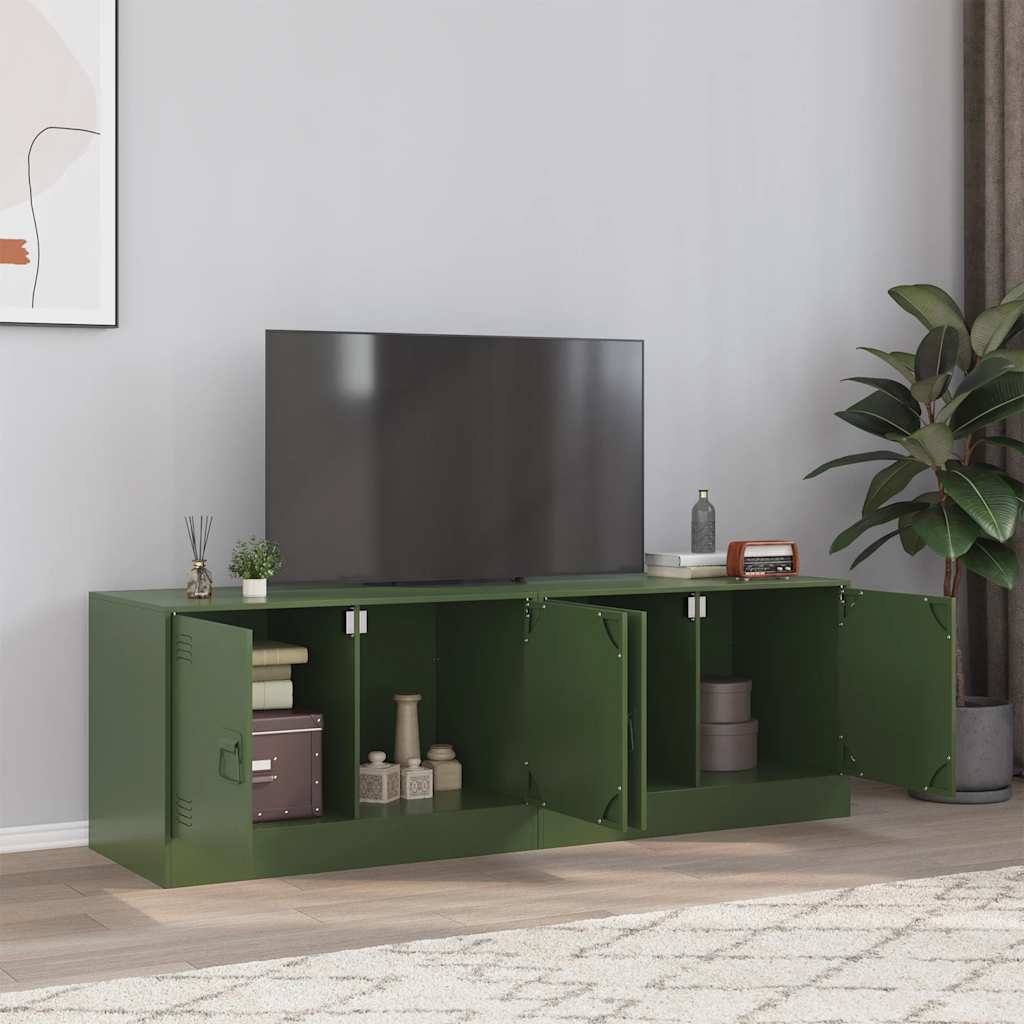 vidaXL Szafki pod telewizor, 2 szt., oliwkowe, 67x39x44 cm, stalowe