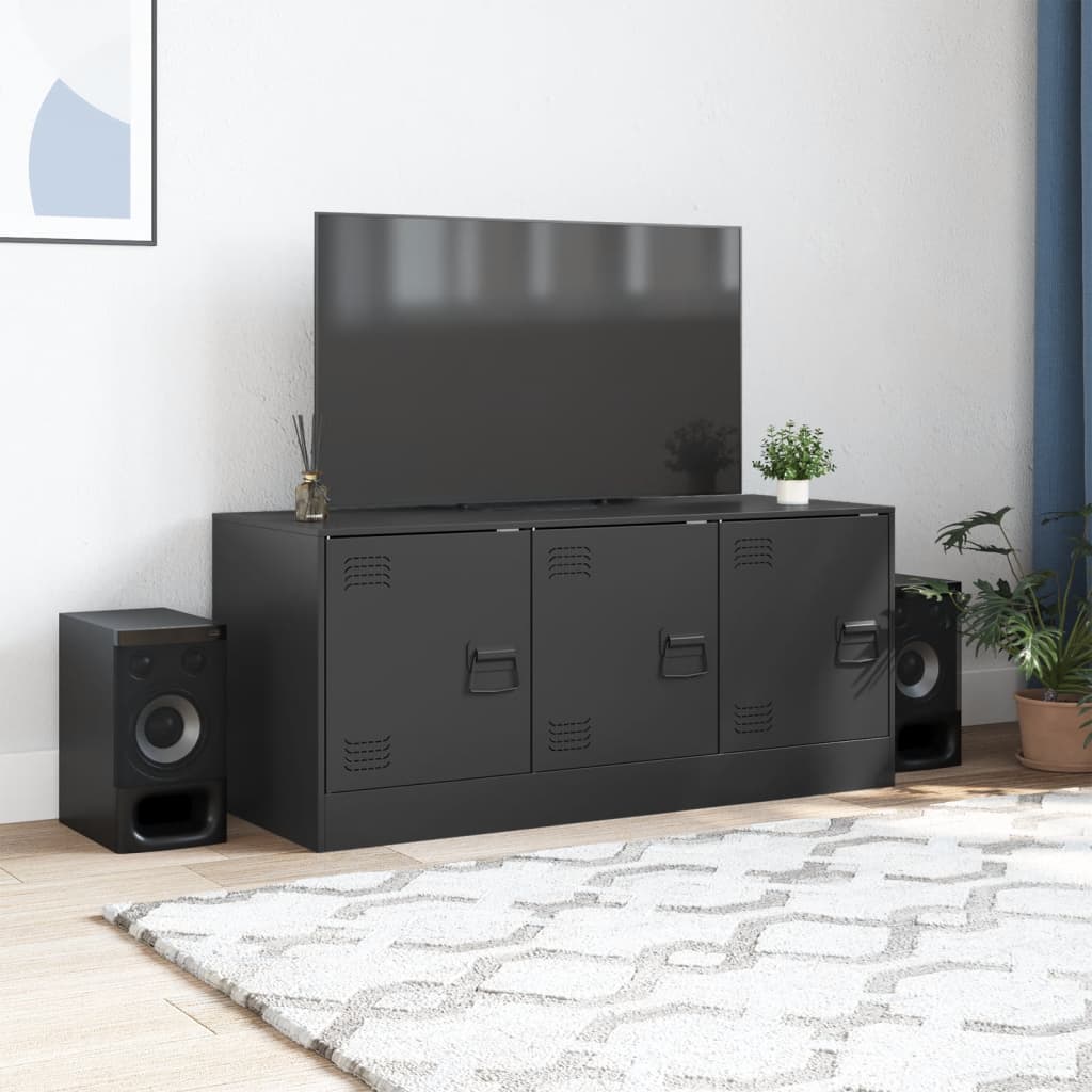 vidaXL Szafka pod telewizor, czarna, 99x39x44 cm, stalowa