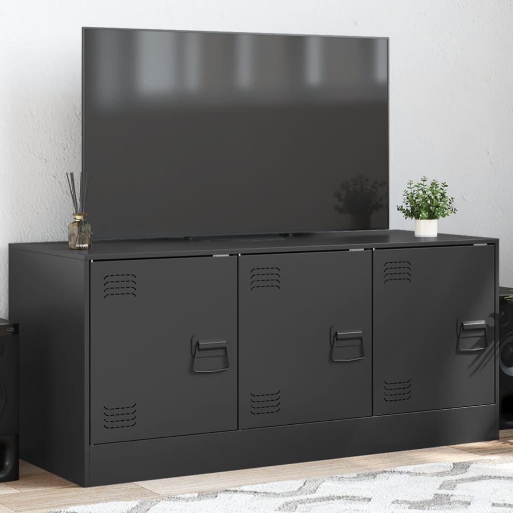 vidaXL Szafka pod telewizor, czarna, 99x39x44 cm, stalowa
