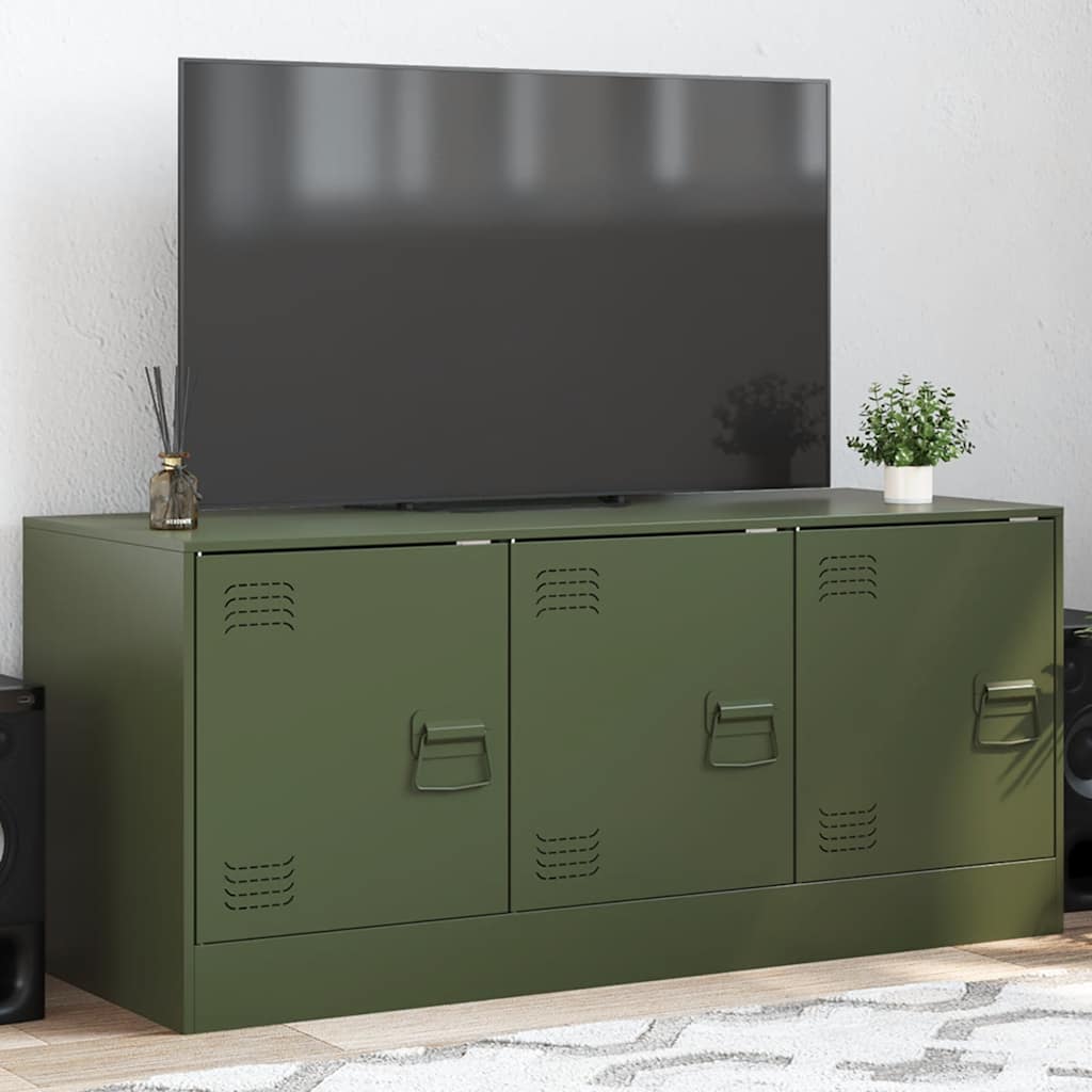 vidaXL Szafka pod telewizor, oliwkowa, 99x39x44 cm, stalowa