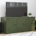 vidaXL Szafka pod telewizor, oliwkowa, 99x39x44 cm, stalowa