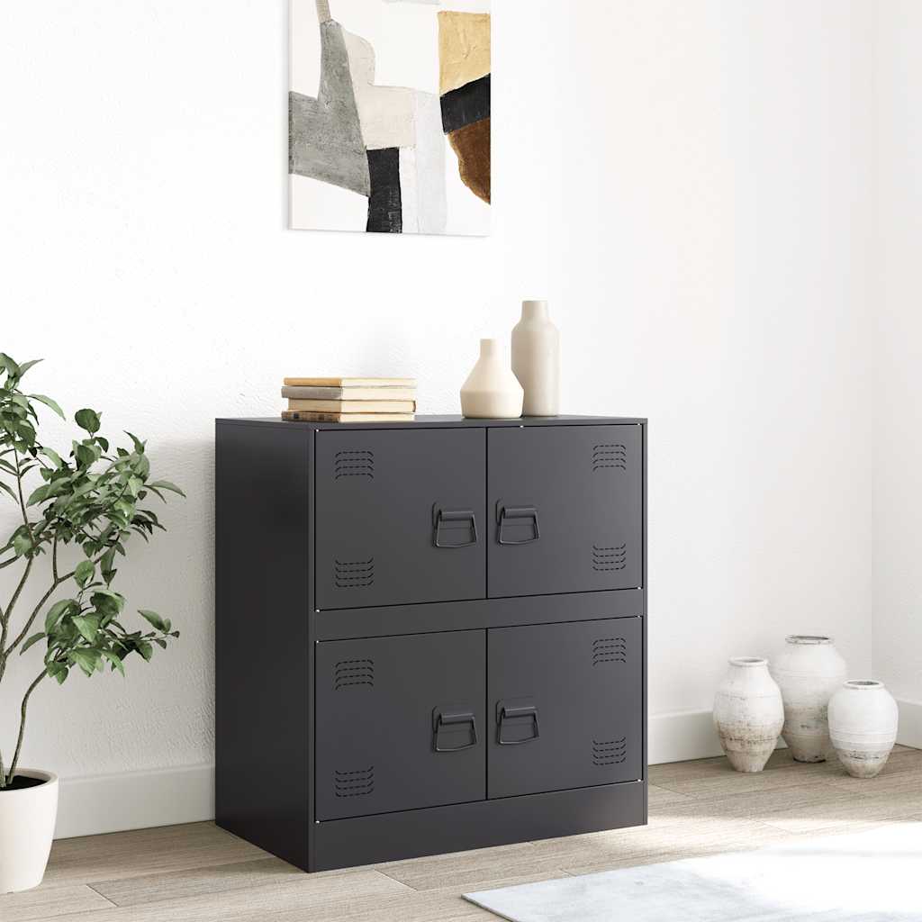 vidaXL Szafka boczna, czarna, 67x39x73 cm, stal