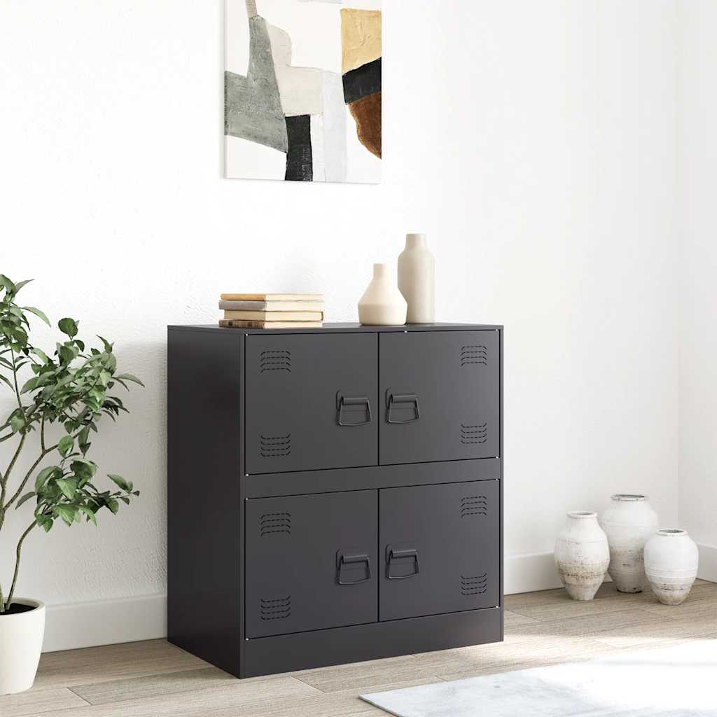 vidaXL Szafka boczna, czarna, 67x39x73 cm, stal