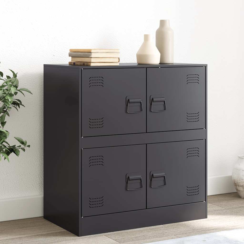 vidaXL Szafka boczna, czarna, 67x39x73 cm, stal
