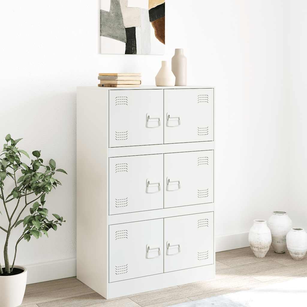 vidaXL Szafka boczna, biała, 67x39x107 cm, stal