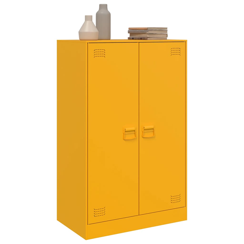 vidaXL Szafka boczna, musztardowa, 67x39x107 cm, stal