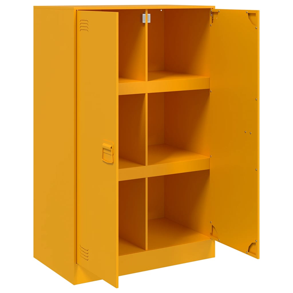 vidaXL Szafka boczna, musztardowa, 67x39x107 cm, stal