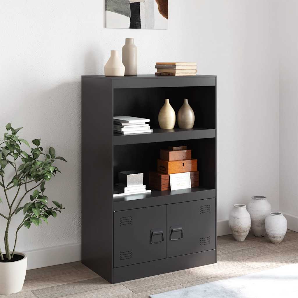 vidaXL Szafka boczna, czarna, 67x39x107 cm, stal