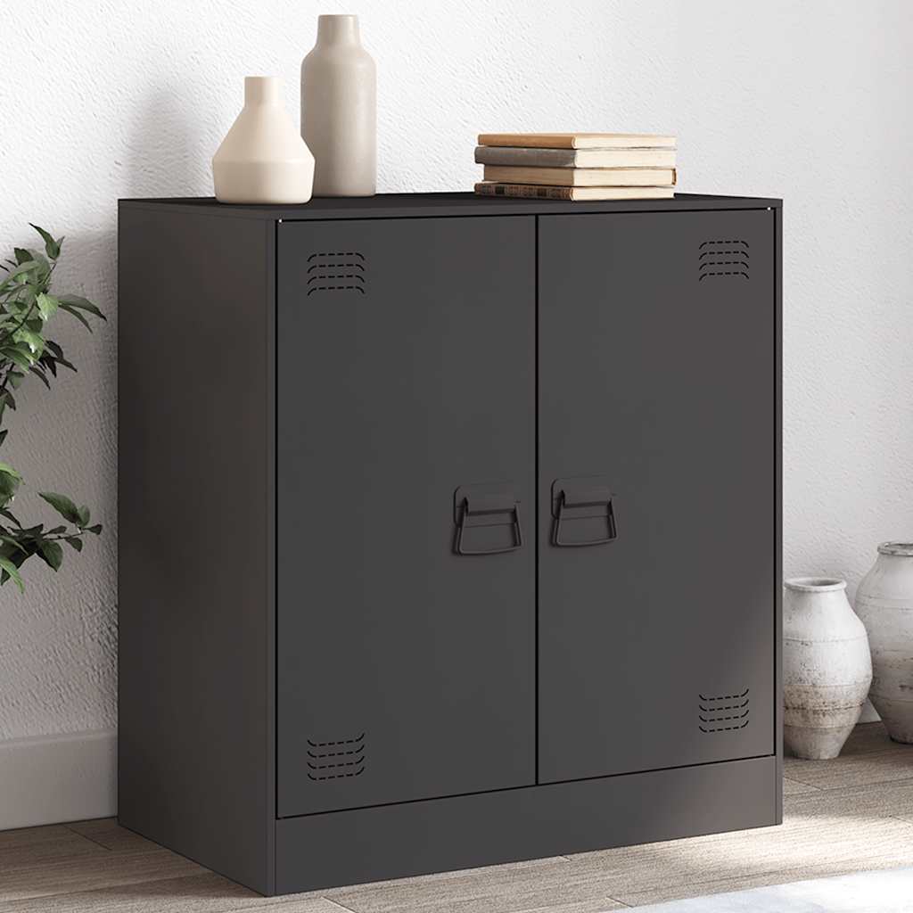 vidaXL Szafka boczna, czarna, 67x39x73 cm, stal