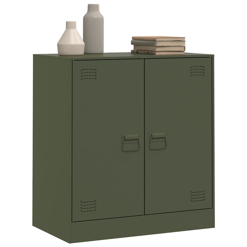 vidaXL Szafka boczna, oliwkowa, 67x39x73 cm, stal