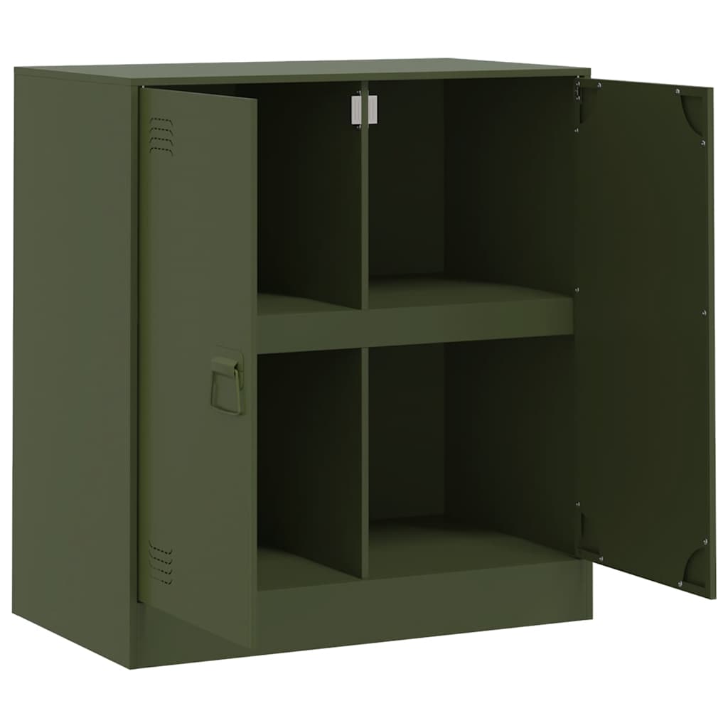 vidaXL Szafka boczna, oliwkowa, 67x39x73 cm, stal