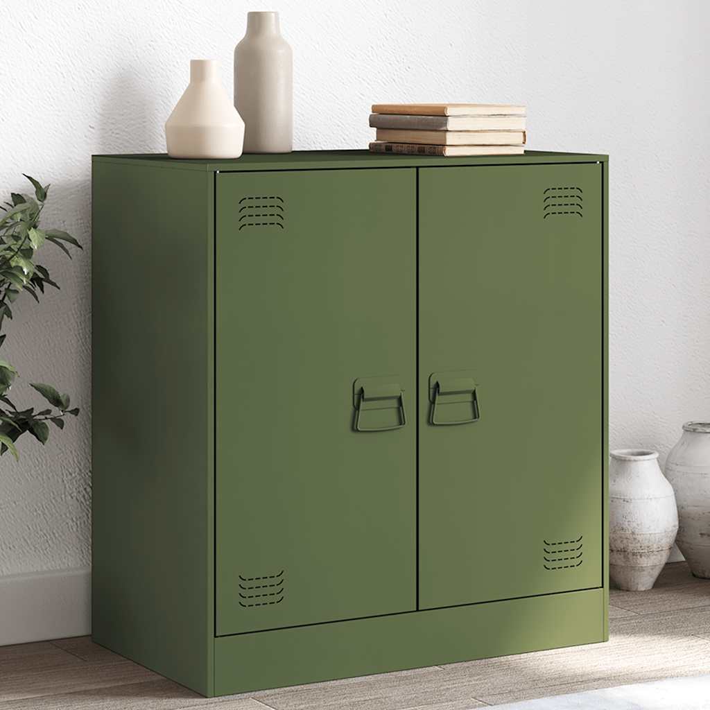 vidaXL Szafka boczna, oliwkowa, 67x39x73 cm, stal