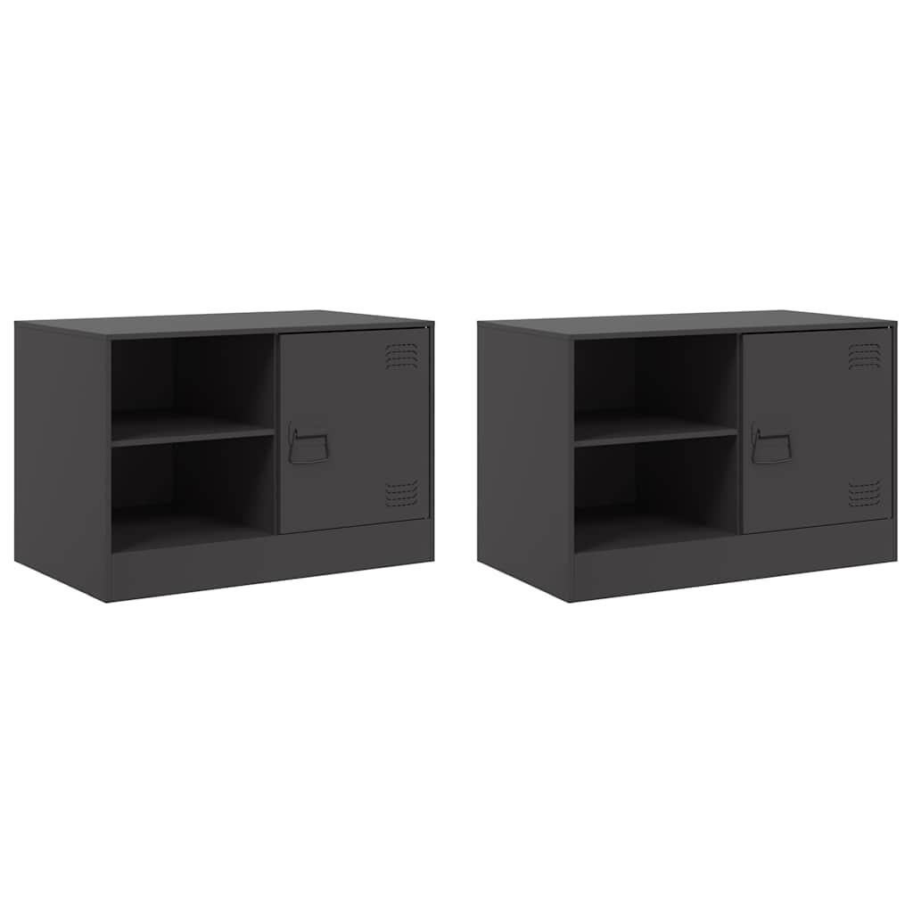 vidaXL Szafki pod telewizor, 2 szt., czarne, 67x39x44 cm, stalowe