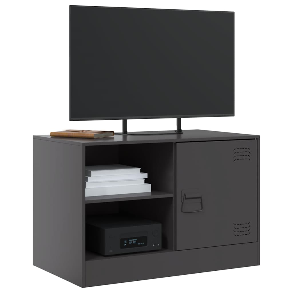 vidaXL Szafki pod telewizor, 2 szt., czarne, 67x39x44 cm, stalowe