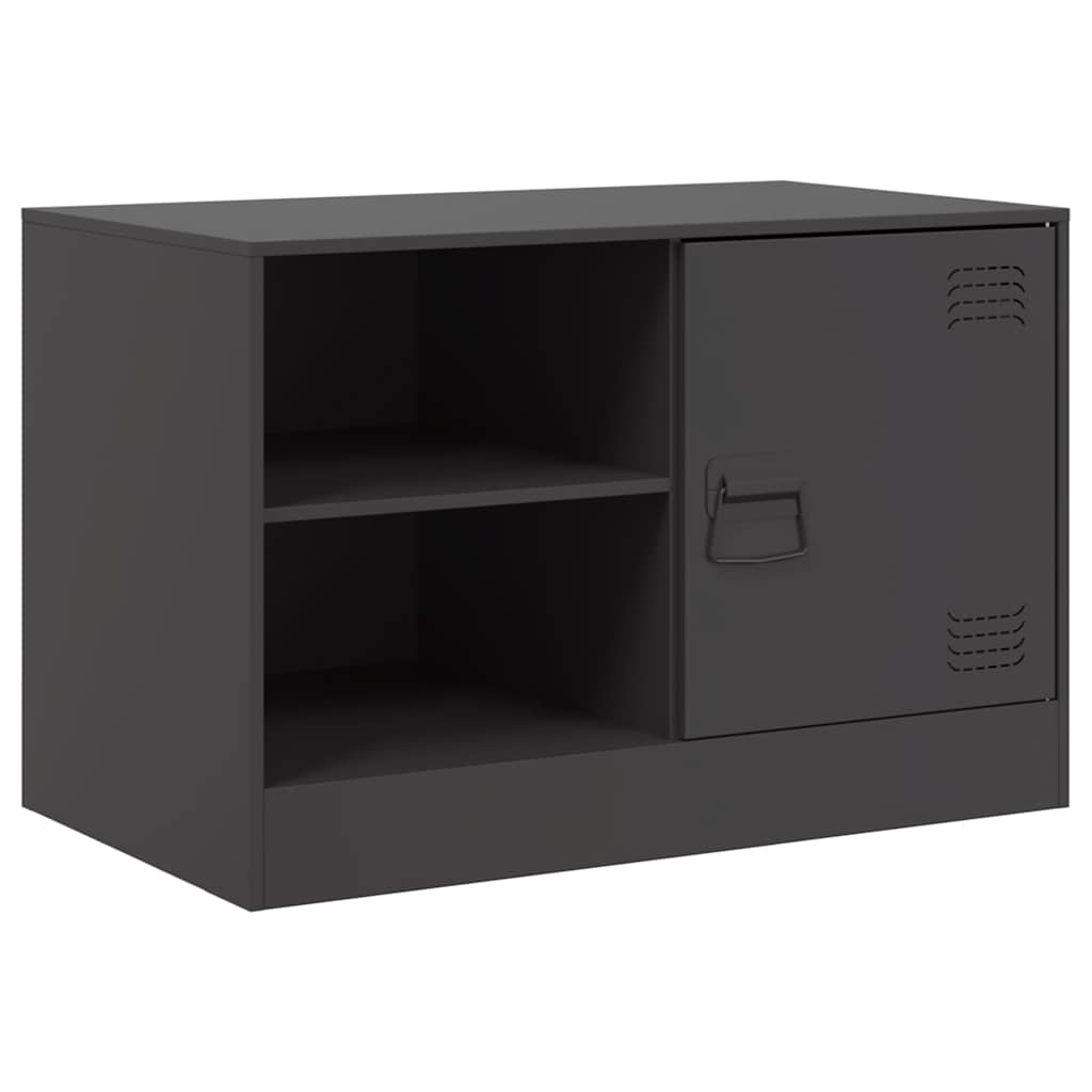 vidaXL Szafki pod telewizor, 2 szt., czarne, 67x39x44 cm, stalowe