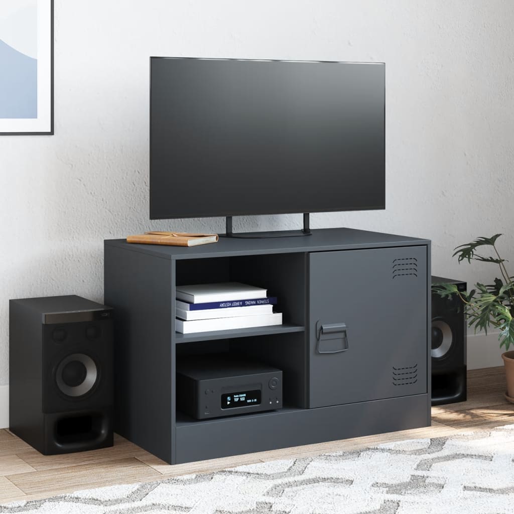 vidaXL Szafka pod telewizor, antracytowa, 67x39x44 cm, stalowa