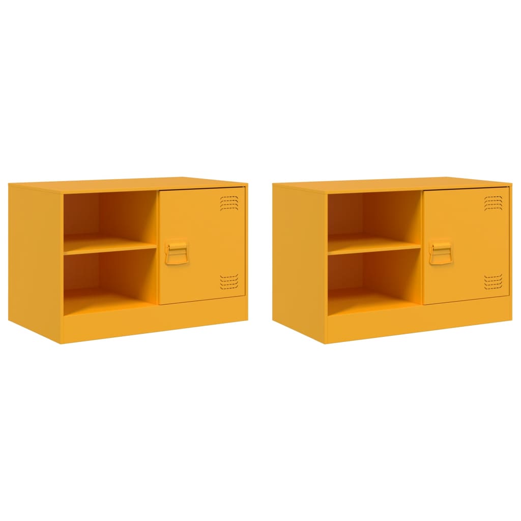 vidaXL Szafki pod telewizor, 2 szt., musztardowe, 67x39x44 cm, stalowe