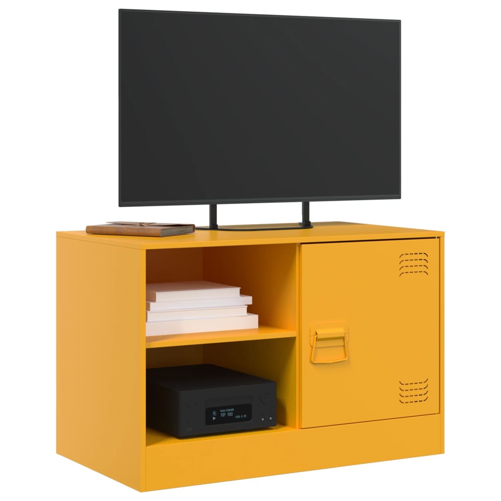 vidaXL Szafki pod telewizor, 2 szt., musztardowe, 67x39x44 cm, stalowe