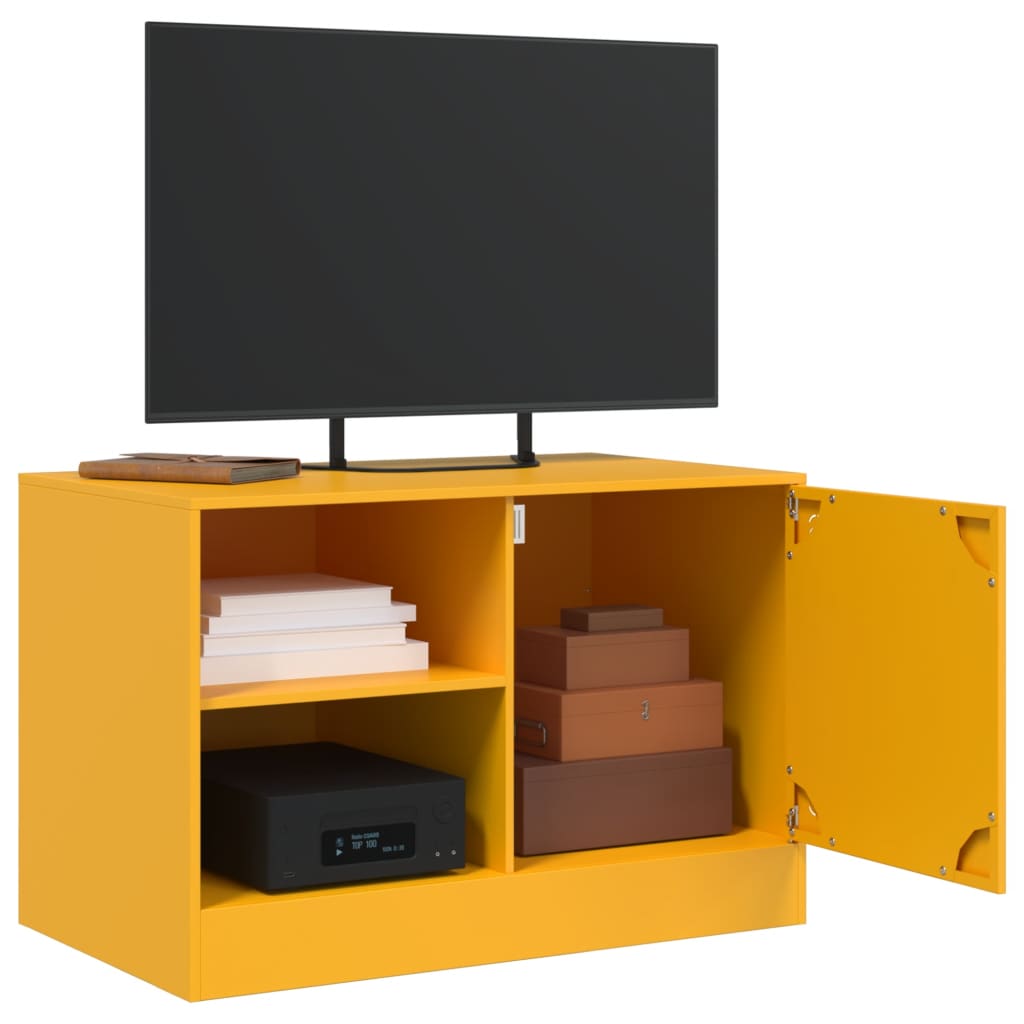 vidaXL Szafki pod telewizor, 2 szt., musztardowe, 67x39x44 cm, stalowe