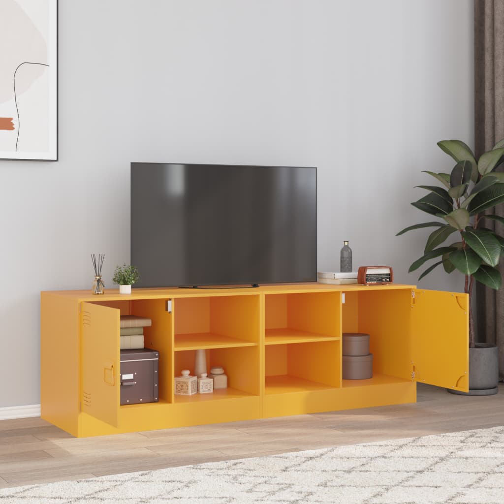vidaXL Szafki pod telewizor, 2 szt., musztardowe, 67x39x44 cm, stalowe