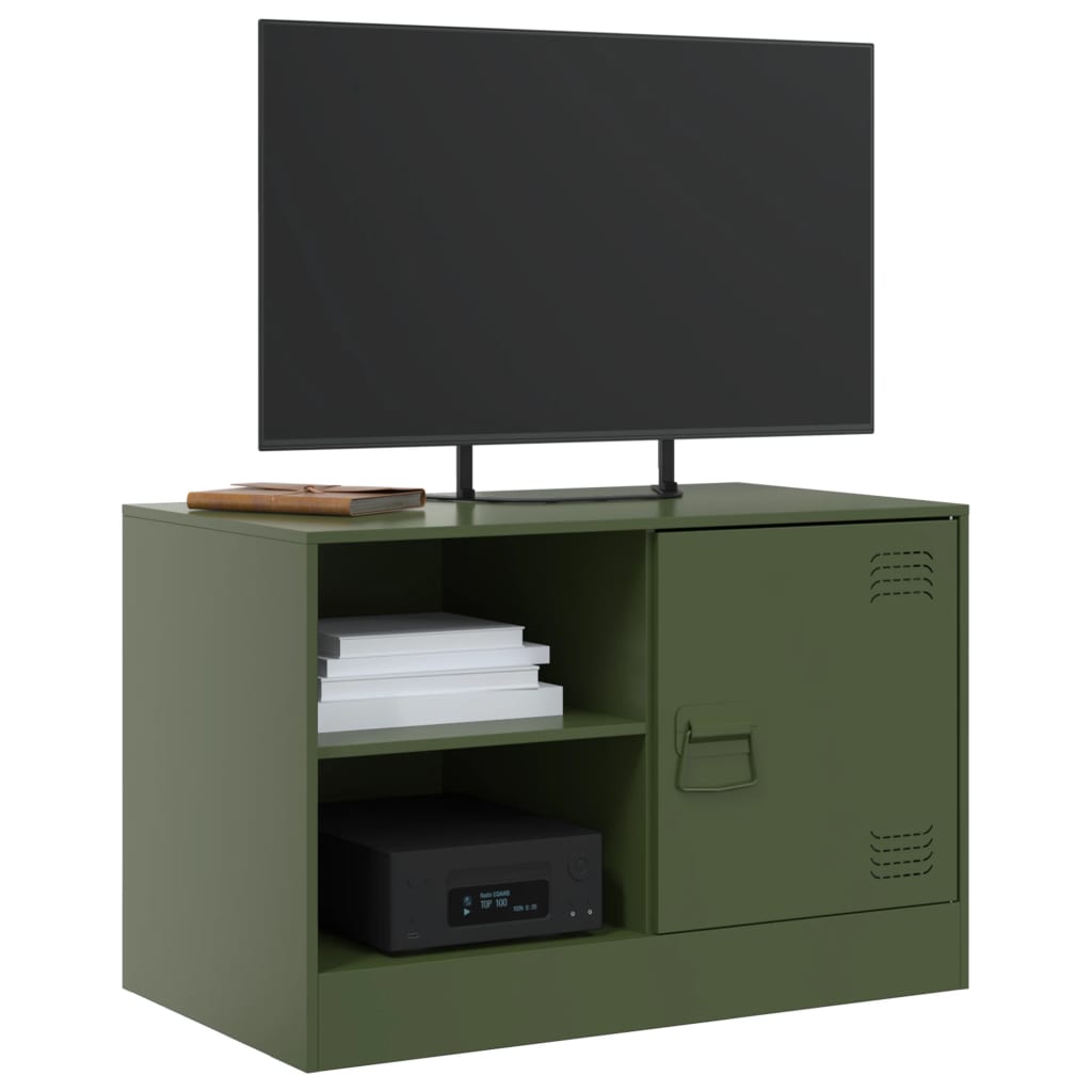 vidaXL Szafki pod telewizor, 2 szt., oliwkowe, 67x39x44 cm, stalowe