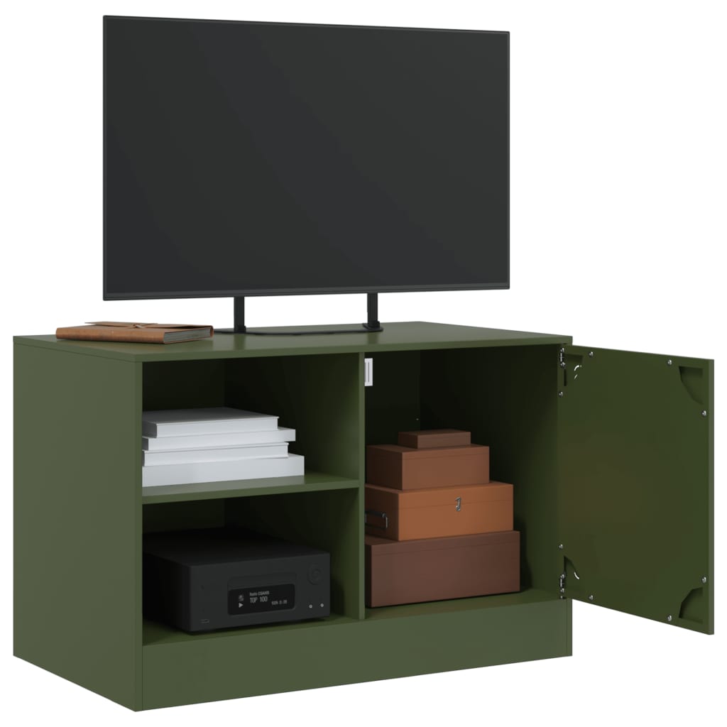 vidaXL Szafki pod telewizor, 2 szt., oliwkowe, 67x39x44 cm, stalowe